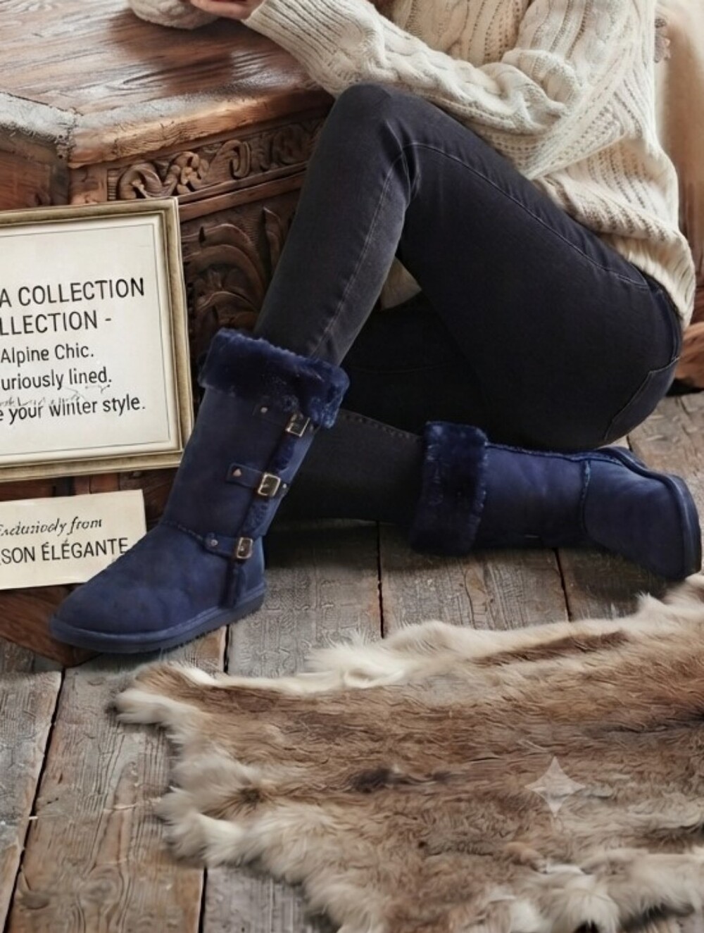 Faux Suede Pull-on Winter Boots